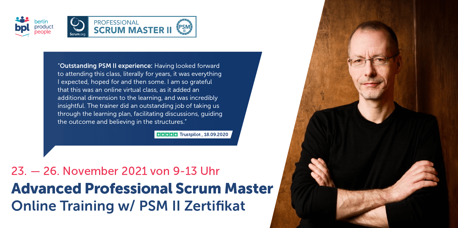 🖥 Fortgeschrittenen Professional Scrum Master Online Schulung mit PSM II Zertifikat — 23. bis 26. November 2021 — Berlin Product People GmbH